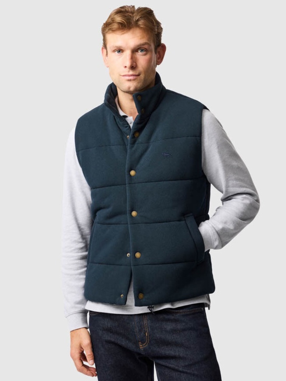Rodd & Gunn Lake Ferry Quilted Cotton Vest Size Large Navy Blue